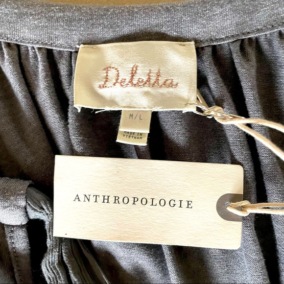 Anthropologie Deletta Tulay Open Shoulder Top Silver Argent Gray Tie - Picture 4 of 5